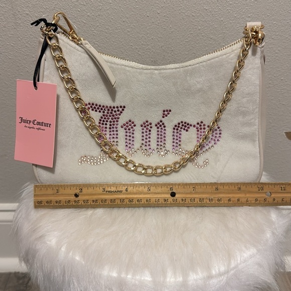 Juicy Couture Y2K Style Shoulder Bag with Gold Chain and Rinhstones - Picture 7 of 9